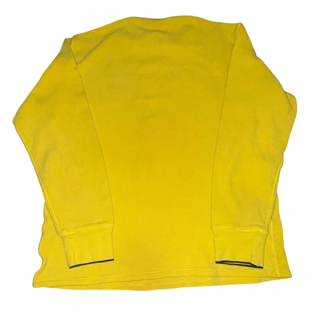 Polo Ralph Lauren Mens XL Yellow Waffle Knit Thermal Long Sleeve Shirt Navy Pony - Picture 2 of 9